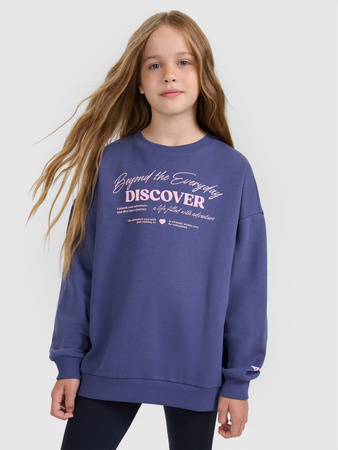 Bluza dresowa oversize nierozpinana bez kaptura dziewczęca 4F 4FJRAW25TSWSF2428-33S