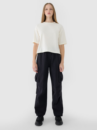T-shirt oversize z nadrukiem damski 4F 4FWSS25TTSHF1971-11S