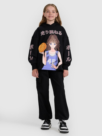 Bluza dresowa nierozpinana z kapturem dziewczęca 4F 4FJRAW25TSWSF2293-20S