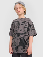 T-shirt oversize z nadrukiem chłopięcy 4F 4FJRAW25TTSHM3063-90A