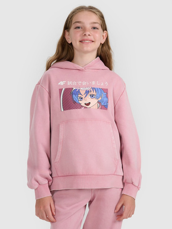Bluza dresowa nierozpinana z kapturem dziewczęca  4F 4FJRAW25TSWSF2294-54S
