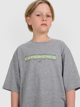 T-shirt oversize z nadrukiem chłopięcy 4F 4FJRAW25TTSHM3166-25M
