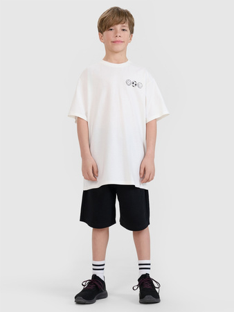 T-shirt oversize z nadrukiem chłopięcy 4F 4FJRSS25TTSHM2640-11S