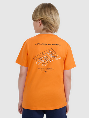 T-shirt regular z nadrukiem chłopięcy 4F 4FJWAW25TTSHM2415-70S