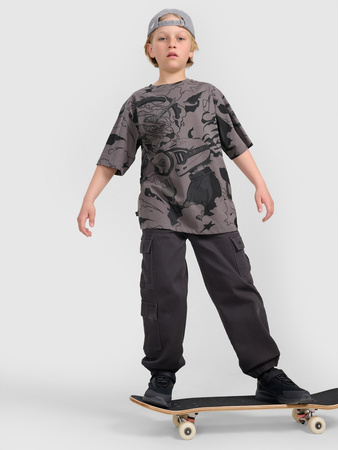 T-shirt oversize z nadrukiem chłopięcy 4F 4FJRAW25TTSHM3063-90A