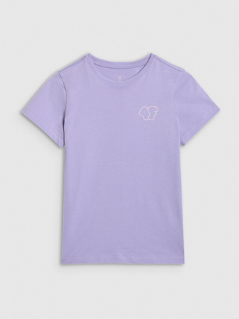 T-shirt regular z nadrukiem dziewczęcy 4F 4FJRAW25TTSHF3199-52S