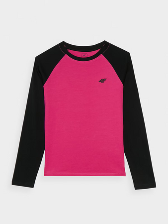 Longsleeve regular gładki dziewczęcy 4F Junior 4FJWAW24TLONF291-55S