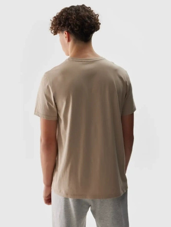 4F Koszulka męska 100% bawełna 4FWSS24TTSHM1155-83S Brązowy