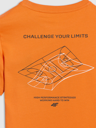 T-shirt regular z nadrukiem chłopięcy 4F 4FJWAW25TTSHM2415-70S