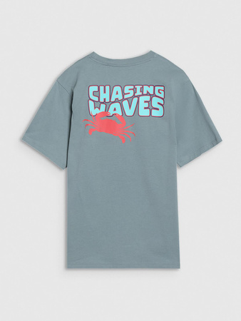 T-shirt oversize z nadrukiem chłopięcy 4F 4FJWSS25TTSHM1914-46S