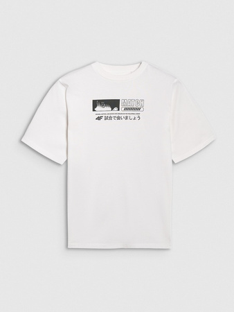 T-shirt oversize z nadrukiem chłopięcy 4F 4FJRAW25TTSHM3065-10S