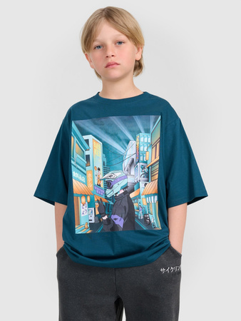 T-shirt oversize z nadrukiem chłopięcy 4F 4FJRAW25TTSHM3061-46S