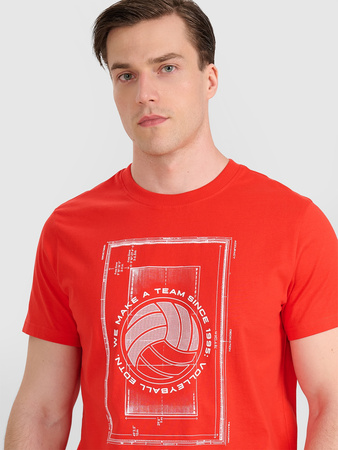 T-shirt regular z nadrukiem siatkarskim męski 4F 4FRAW25TTSHM3236-62S