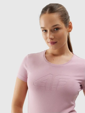 T-shirt slim z logo damski 4F 4FWSS24TTSHF1163-56S