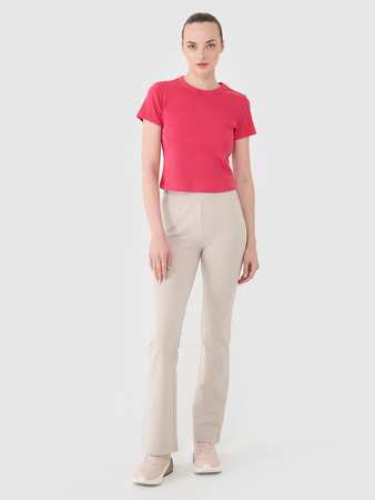 T-shirt slim z prążkowanej dzianiny damski 4F 4FRSS25TTSHF2696-54S