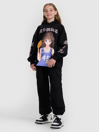 Bluza dresowa nierozpinana z kapturem dziewczęca 4F 4FJRAW25TSWSF2293-20S