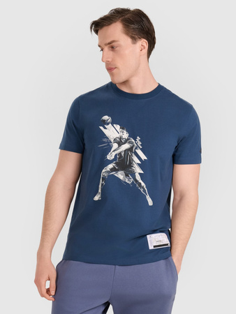 T-shirt regular z nadrukiem siatkarskim męski 4F 4FRAW25TTSHM3237-46S