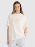 T-shirt oversize z nadrukiem damski  4F 4FRSS25TTSHF2791-11S