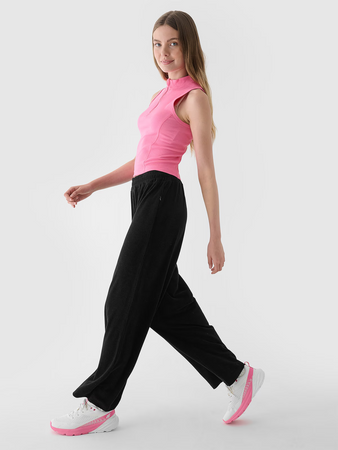 Spodnie dresowe z weluru z szerokimi nogawkami damskie 4F 4FRAW24TTROF1352-20S