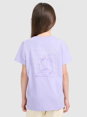 T-shirt regular z nadrukiem dziewczęcy 4F 4FJRAW25TTSHF3199-52S