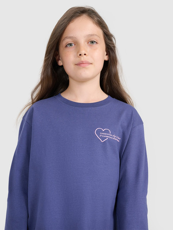 Longsleeve oversize z nadrukiem dziewczęcy 4F 4FJRAW25TLONF589-33S