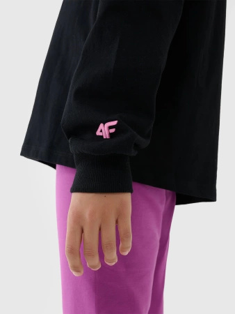 Longsleeve oversize gładki dziewczęcy 4F 4FJWSS25TLONF377-20S