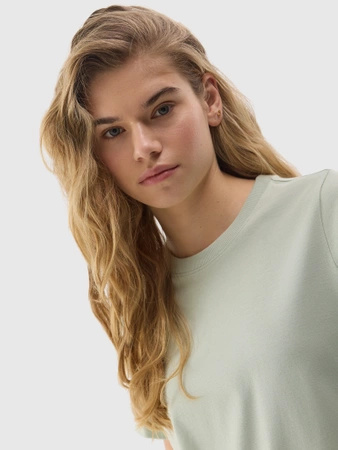 T-shirt gładki z bawełną organiczną damski 4F