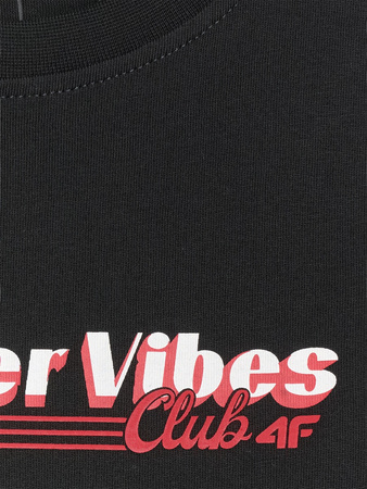 T-shirt regular z nadrukiem chłopięcy 4F 4FJRAW25TTSHM3168-20S