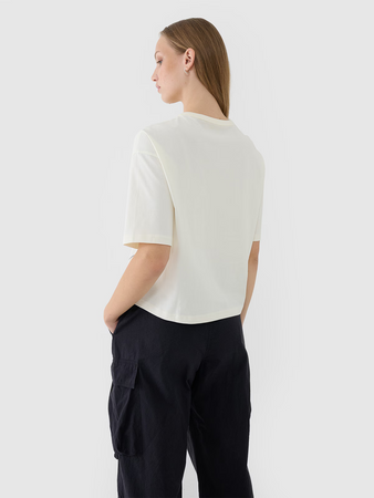 T-shirt oversize z nadrukiem damski 4F 4FWSS25TTSHF1971-11S