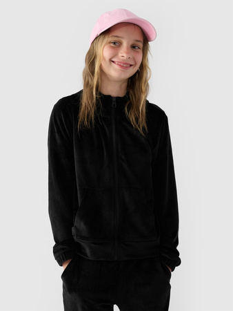 Bluza dresowa z weluru rozpinana z kapturem dziewczęca 4F Junior 4FJWAW24TSWSF1217-20S