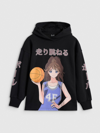 Bluza dresowa nierozpinana z kapturem dziewczęca 4F 4FJRAW25TSWSF2293-20S