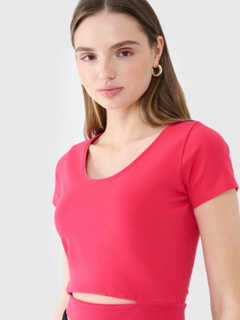 T-shirt crop top gładki damski 4F 4FRSS25TTSHF2695-54S