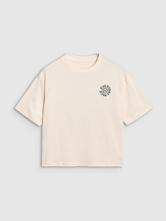 T-shirt oversize z nadrukiem damski 4F 4FWSS25TTSHF1993-11S