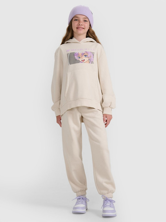 Bluza dresowa nierozpinana z kapturem dziewczęca 4F 4FJRAW25TSWSF2294-11S