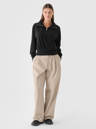 Bluza dresowa z weluru nierozpinana bez kaptura damska 4F 4FRAW24TSWSF2054-20S