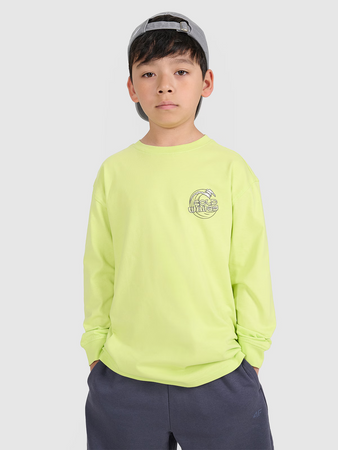 Longsleeve oversize z nadrukiem chłopięcy 4F  4FJWSS25TLONM435-45S