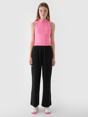 Spodnie dresowe z weluru z szerokimi nogawkami damskie 4F 4FRAW24TTROF1352-20S