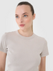 T-shirt slim z prążkowanej dzianiny damski 4F 4FRSS25TTSHF2696-83S