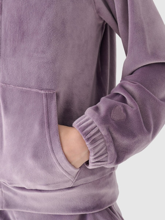 Bluza dresowa z weluru rozpinana z kapturem dziewczęca 4F Junior 4FJWAW24TSWSF1217-51S