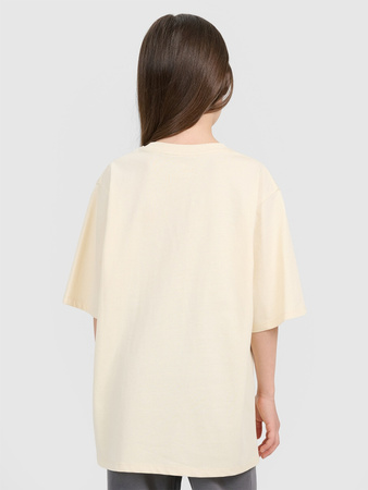 T-shirt oversize z nadrukiem dziewczęcy 4F 4FJRAW25TTSHF3197-12S