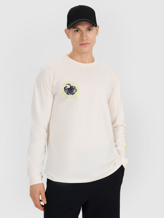 Longsleeve regular z nadrukiem męski 4F 4FWSS25TLONM392-11S