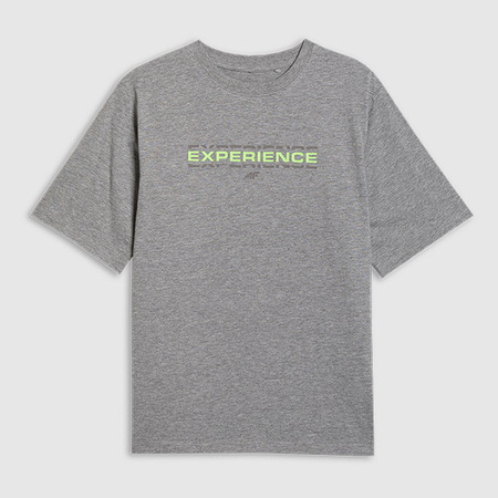 T-shirt oversize z nadrukiem chłopięcy 4F 4FJRAW25TTSHM3166-25M