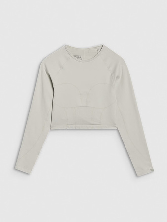 Longsleeve treningowy crop-top z wycięciem na plecach damski 4F 4FRSS25TFLOF486-83S