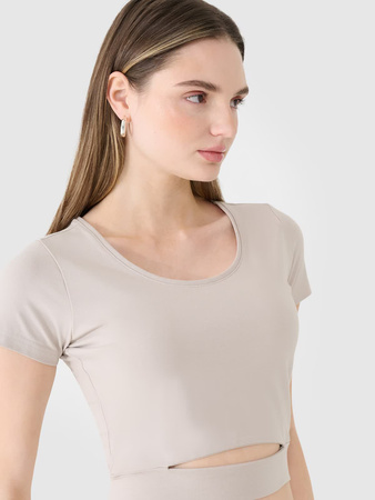 T-shirt crop top gładki damski 4F 4FRSS25TTSHF2695-83S