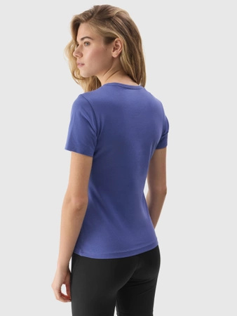 T-shirt gładki z bawełną organiczną damski 4F