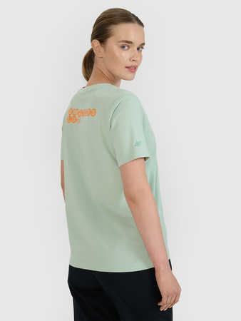 T-shirt oversize z nadrukiem damski 4F 4FWSS25TTSHF2238-47S