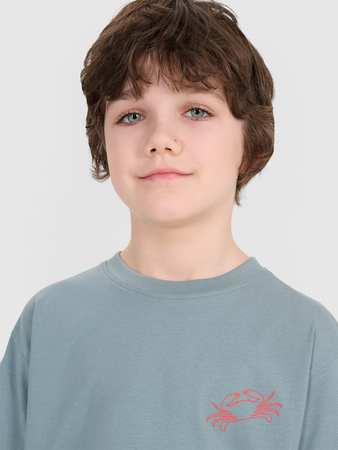 T-shirt oversize z nadrukiem chłopięcy 4F 4FJWSS25TTSHM1914-46S