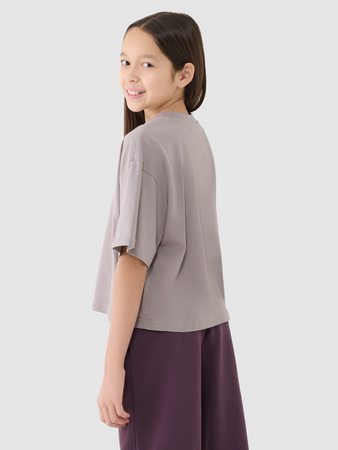 Crop top oversize z nadrukiem dziewczęcy 4F 4FJRSS25TTSHF2587-83S