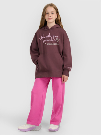 Bluza dresowa oversize nierozpinana z kapturem dziewczęca 4F 4FJRAW25TSWSF2429-51S