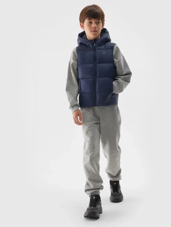 Bezrękawnik puchowy pikowany z kapturem chłopięcy 4F